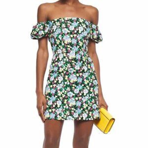 Maje Off-Shoulder, Black Floral Dress